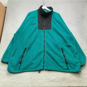 Vintage 90s Columbia Sportswear Fleece Jacket Mens 3XL Full Zip Green Black